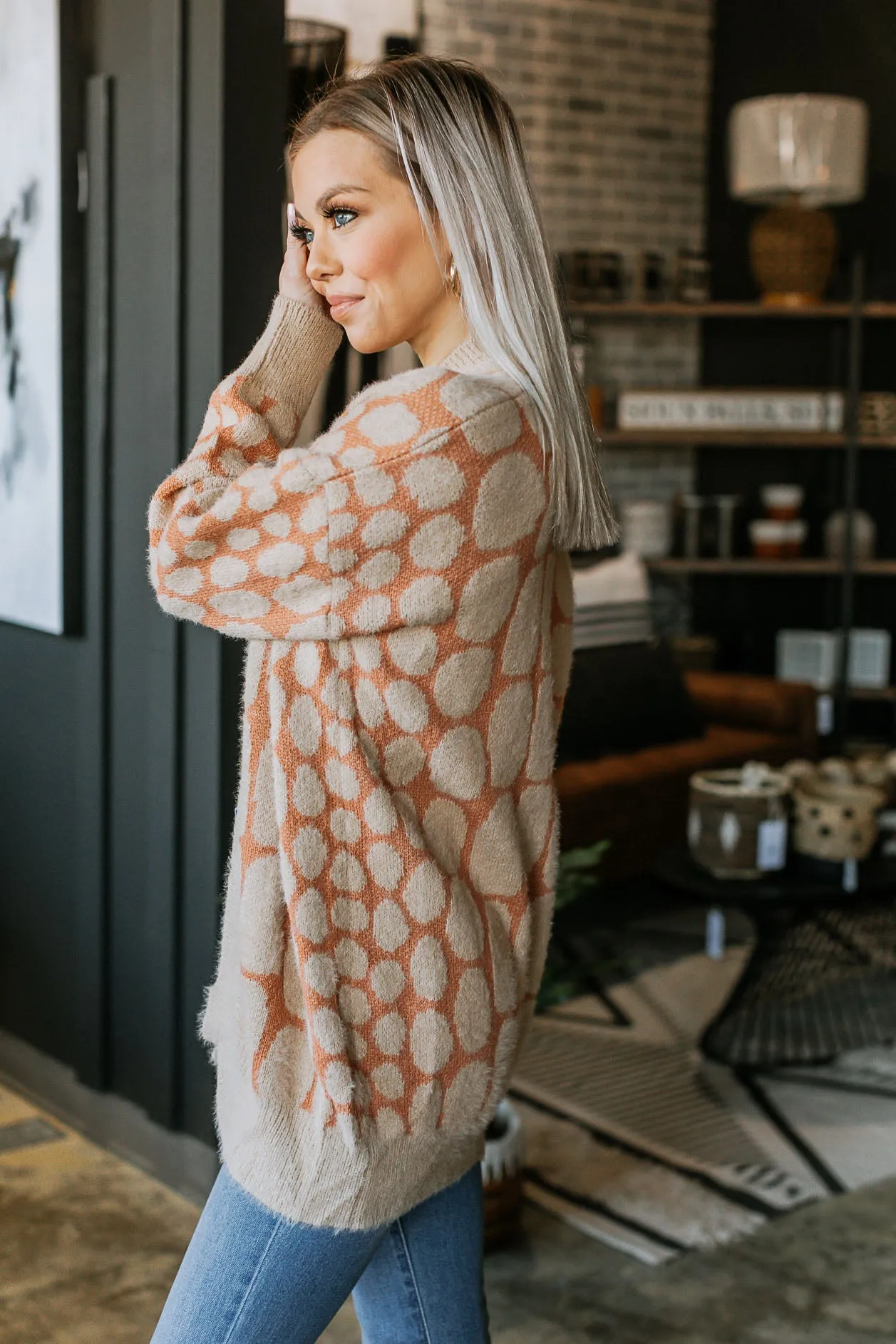 Fluffy Pattern Cardigan