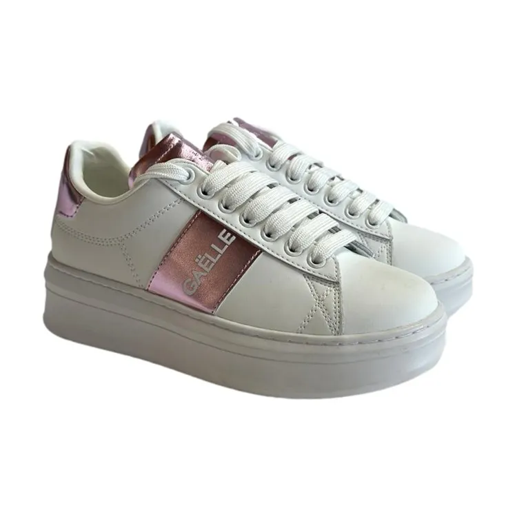 Gaelle Paris GACAW0016 ADDICT Sneaker Donna Stringate Bianco Rosa