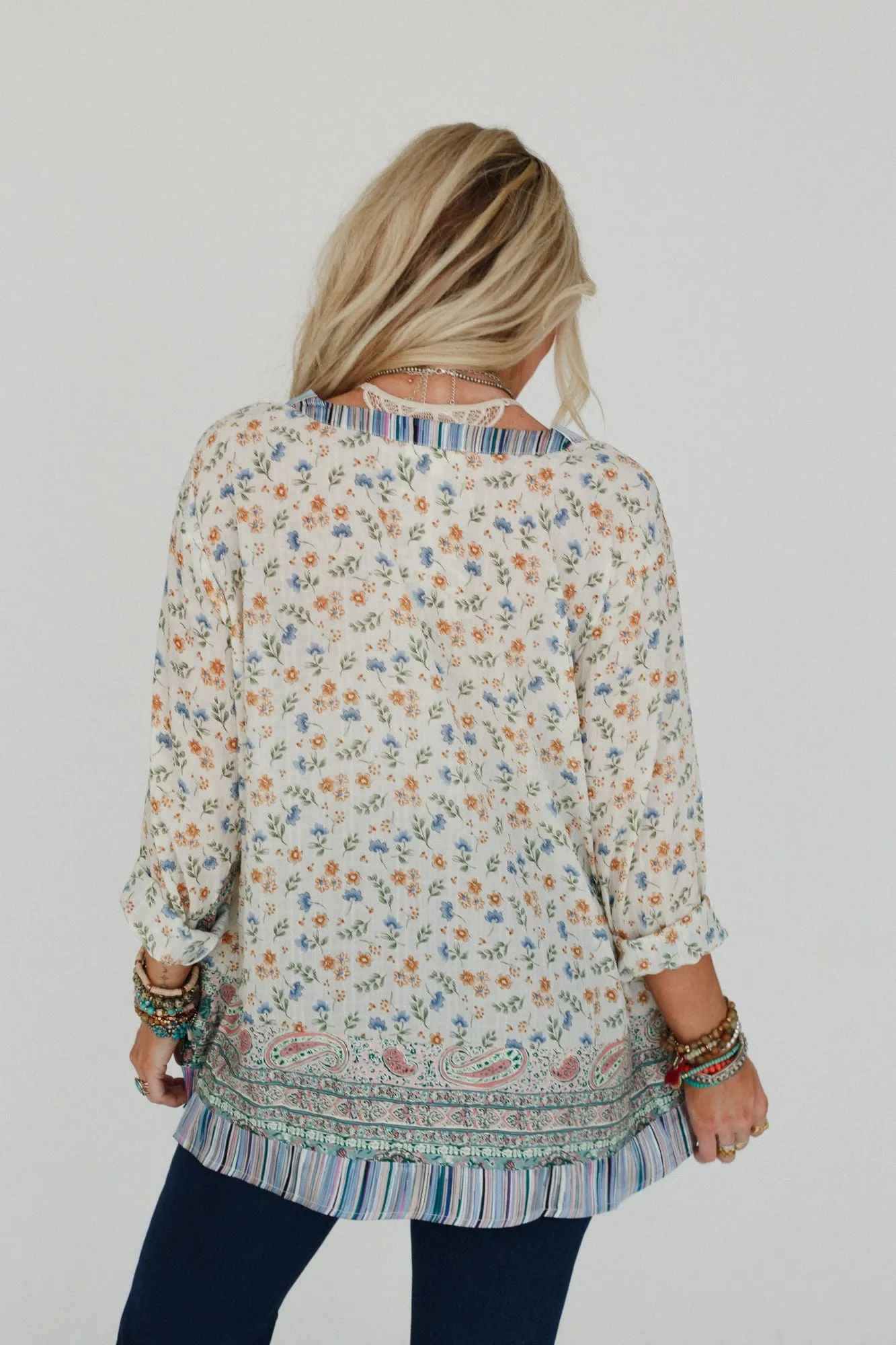 Garden Fling Button Down Top - Blue