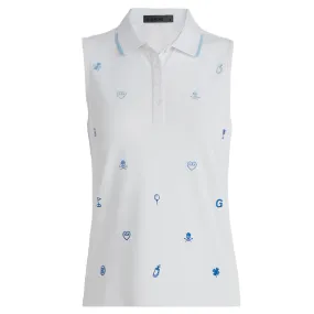 G/FORE Embroidered Icon Tech Pique Ladies Sleeveless Golf Polo Snow