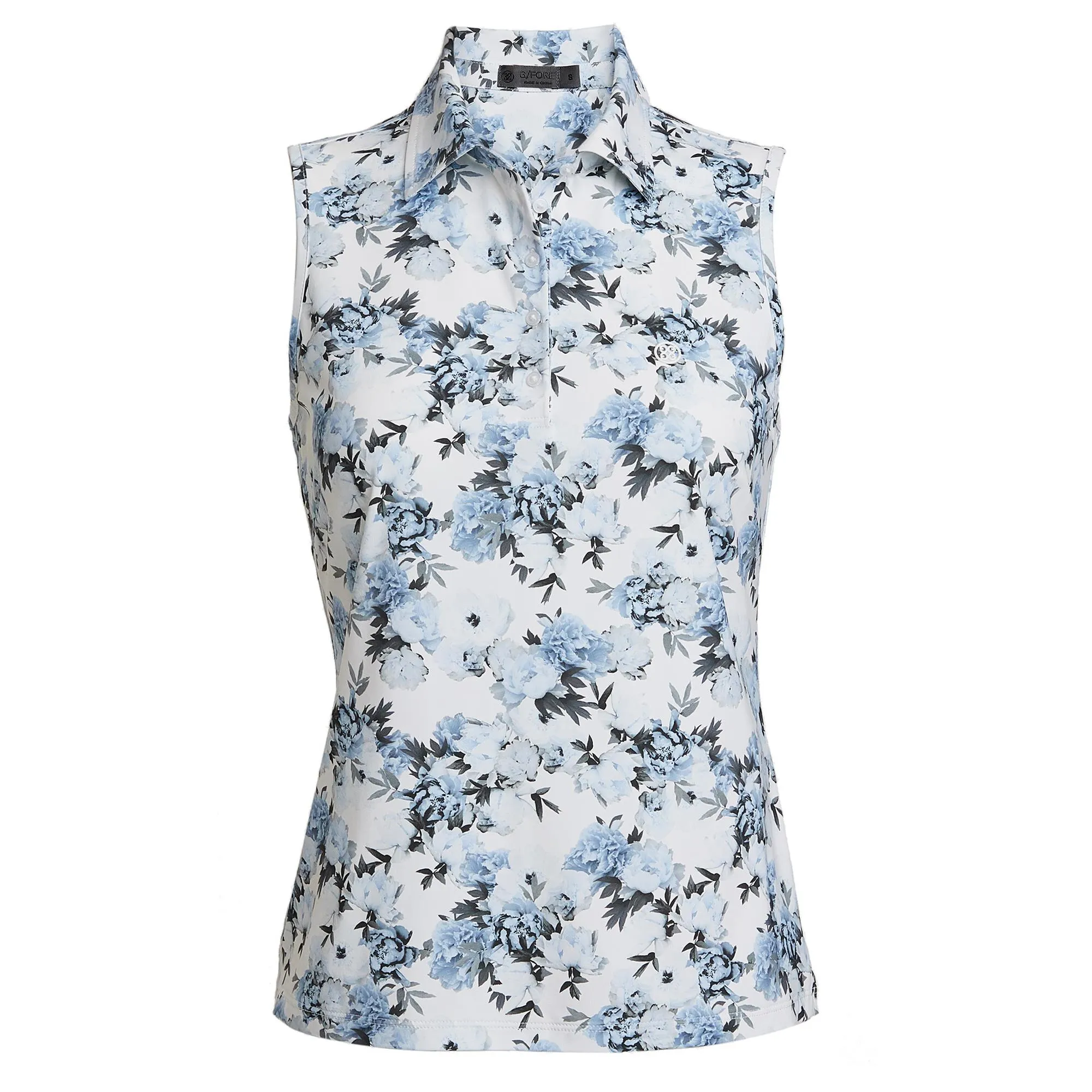 G/FORE Photo Floral Cooling Ladies Sleeveless Golf Polo Shirt Snow