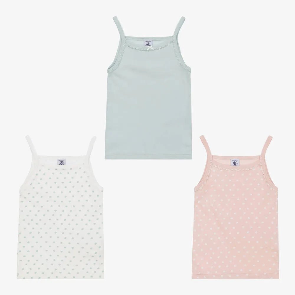 Green & Pink Organic Cotton Vests (3 Pack)