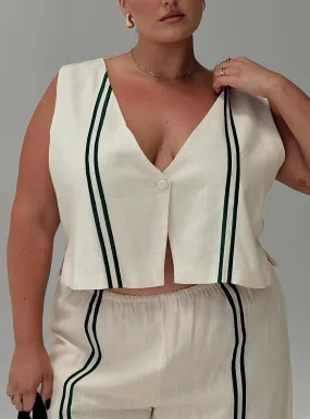 Heenny Vest Top White / Green Curve