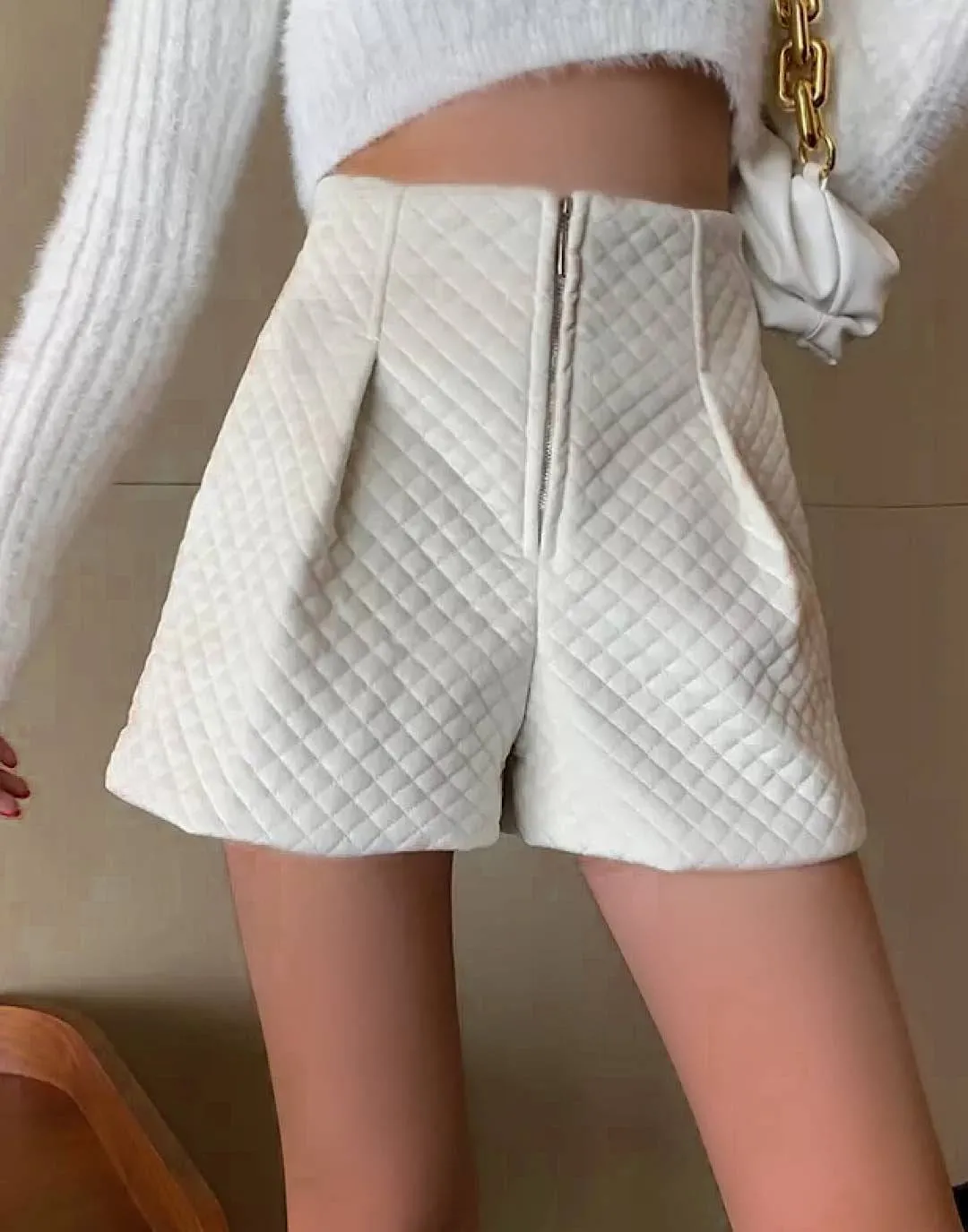 High Waisted Mini Quilted Shorts