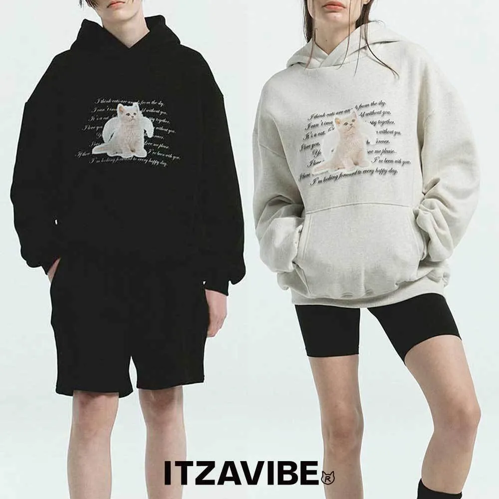 ITZAVIBE  |Unisex Street Style Long Sleeves Plain Other Animal Patterns