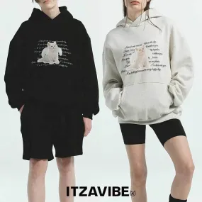 ITZAVIBE  |Unisex Street Style Long Sleeves Plain Other Animal Patterns