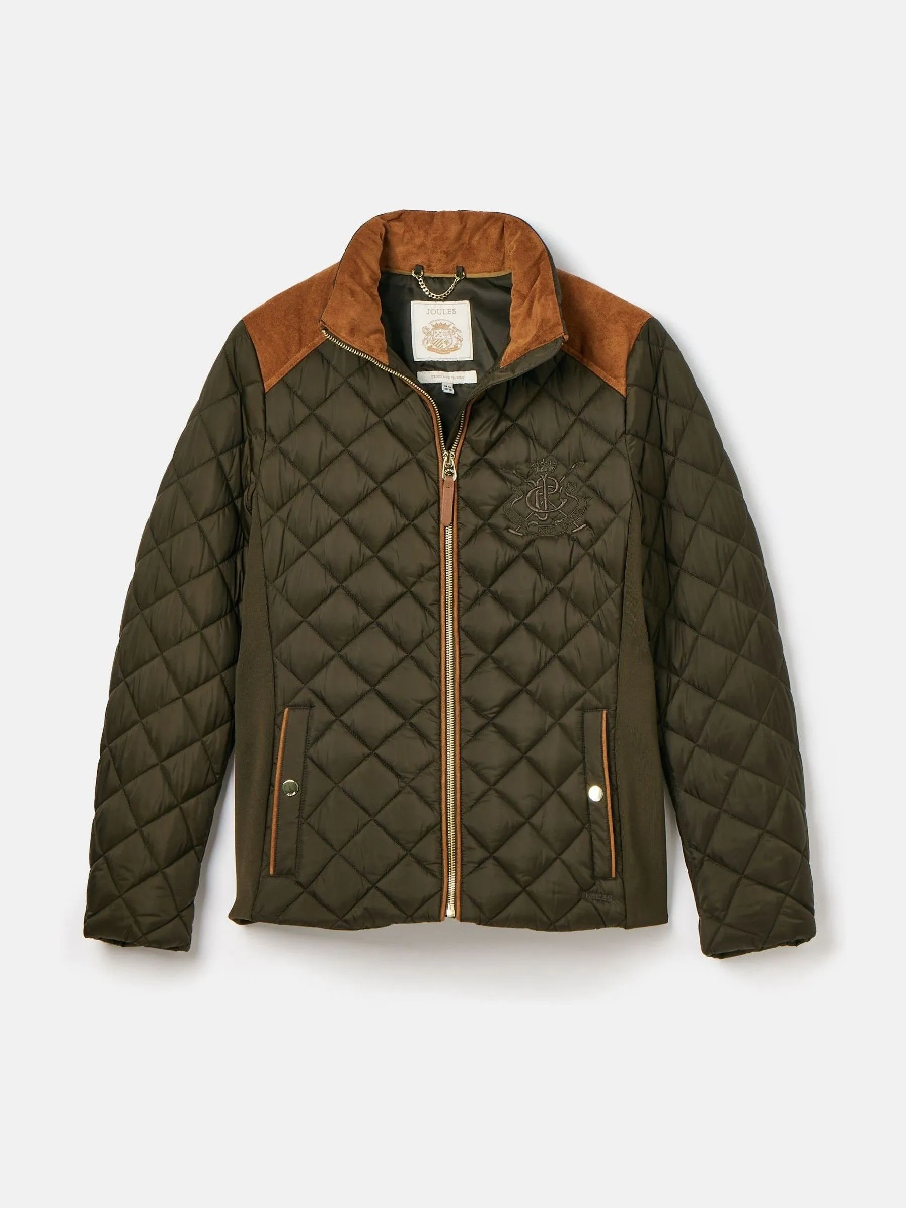 Khaki Green Showerproof Diamond Quilted Coat