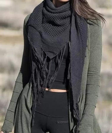 Knitted Hemp Organic Triangle Tassel Scarf