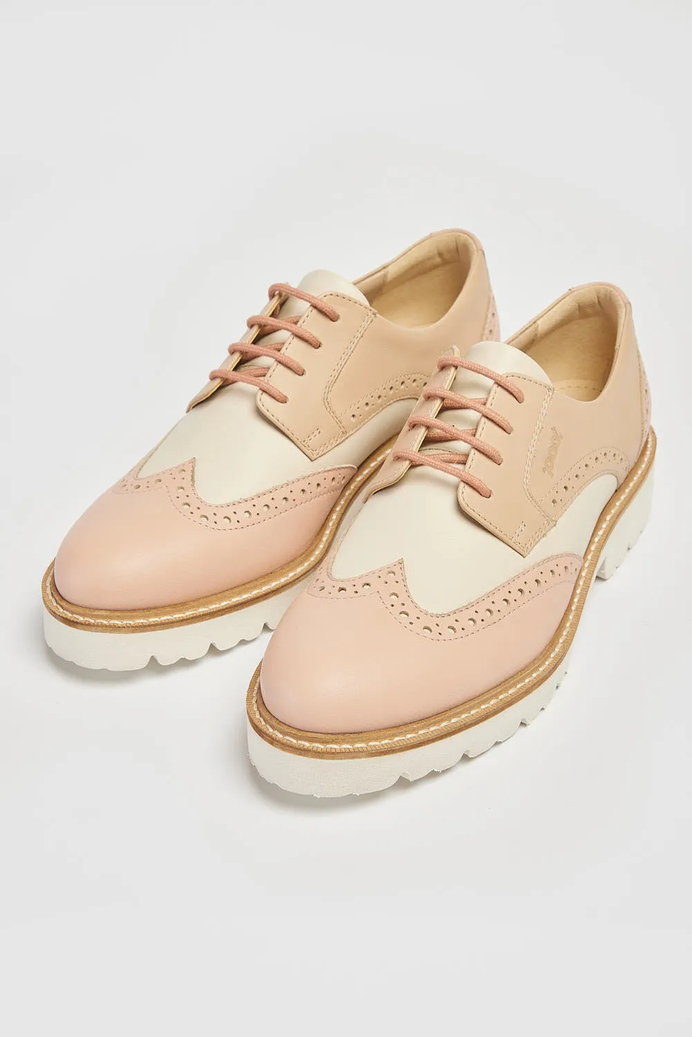 Ladies Lace Up Brogues Pod Leather Ladies Shoes Pink Kortney