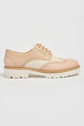 Ladies Lace Up Brogues Pod Leather Ladies Shoes Pink Kortney