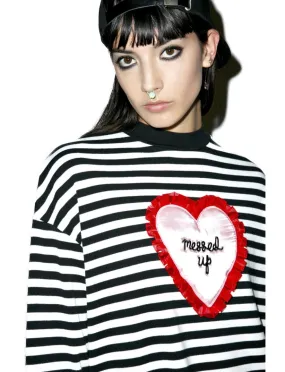 LAZY OAF  |Stripes Heart Street Style Long Sleeves Cotton Medium