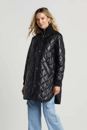 Liberty Vegan Leather Quilted Coat - Black