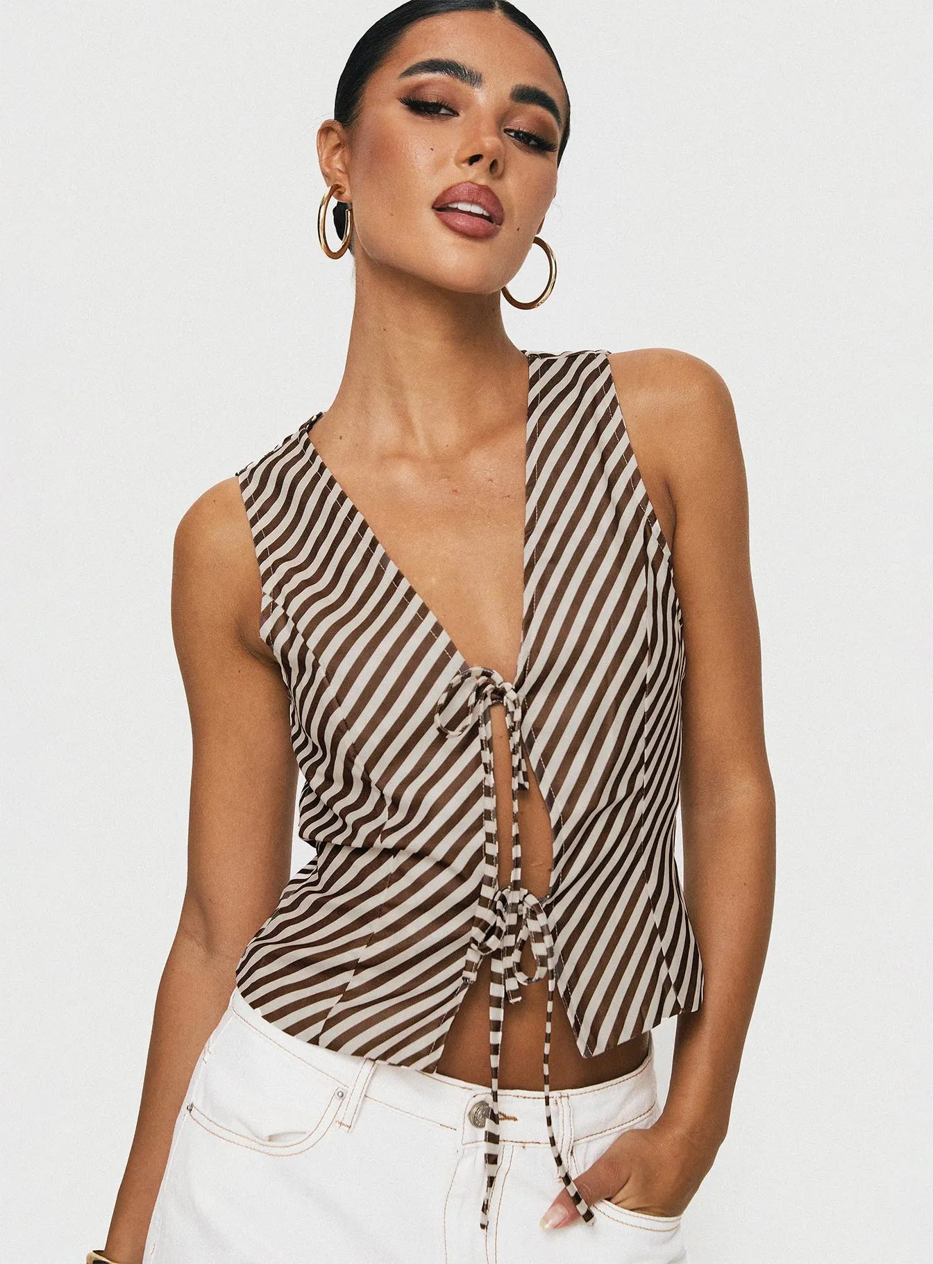 Lishar Top Brown Stripe