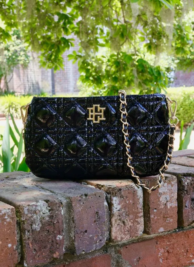 Livi Quilted Crossbody Black Patent LQ