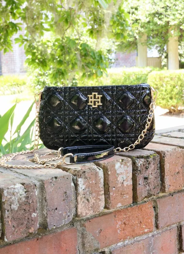 Livi Quilted Crossbody Black Patent LQ