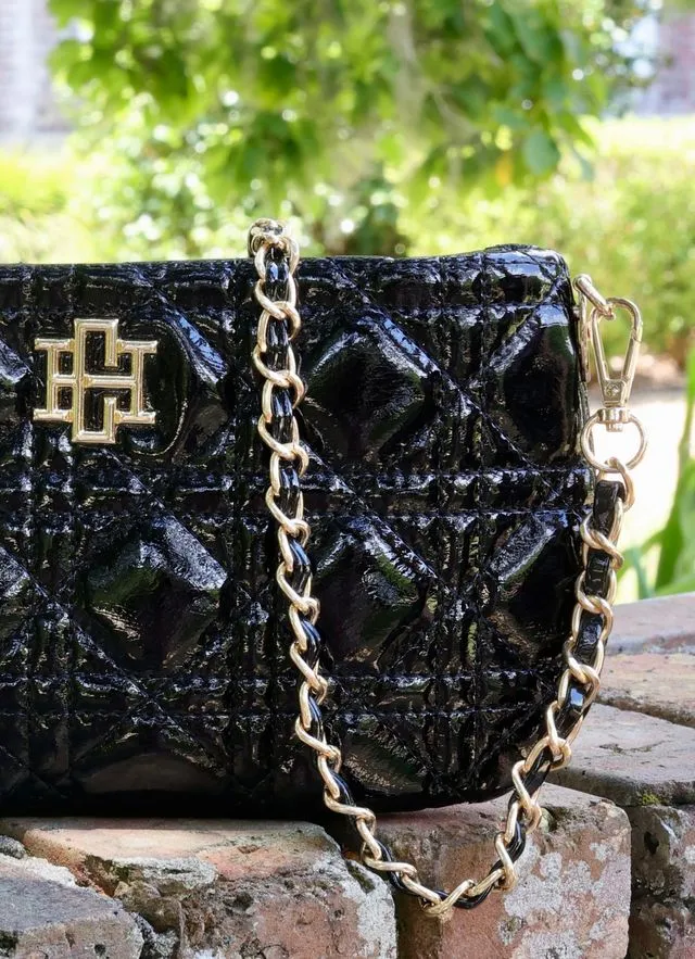 Livi Quilted Crossbody Black Patent LQ