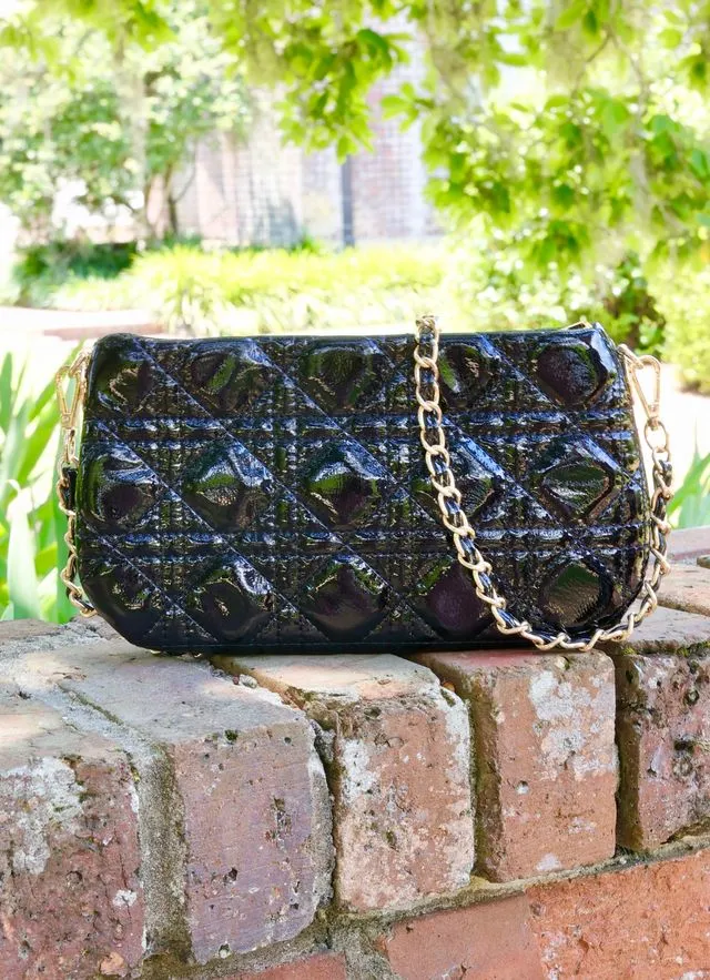 Livi Quilted Crossbody Black Patent LQ