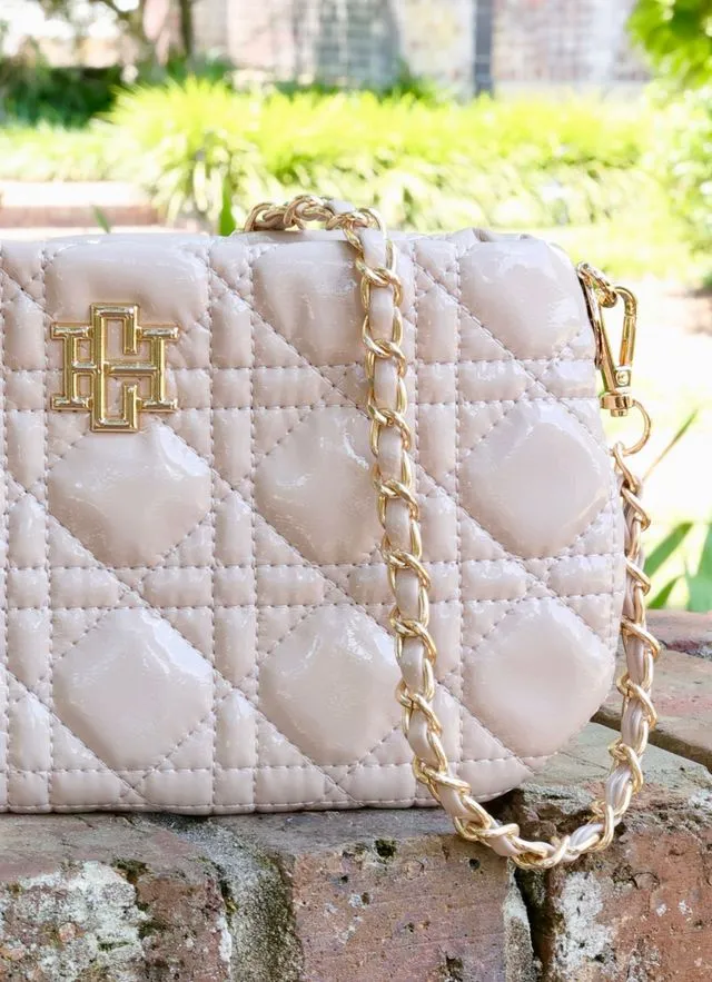 Livi Quilted Crossbody Nude Patent LQ