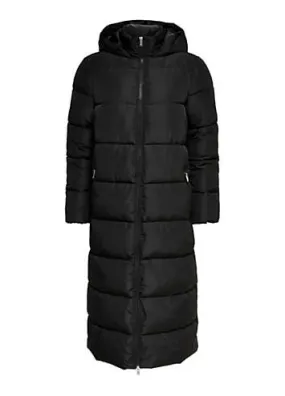 Longline Hooded Quilted Coat by Only | Look Again