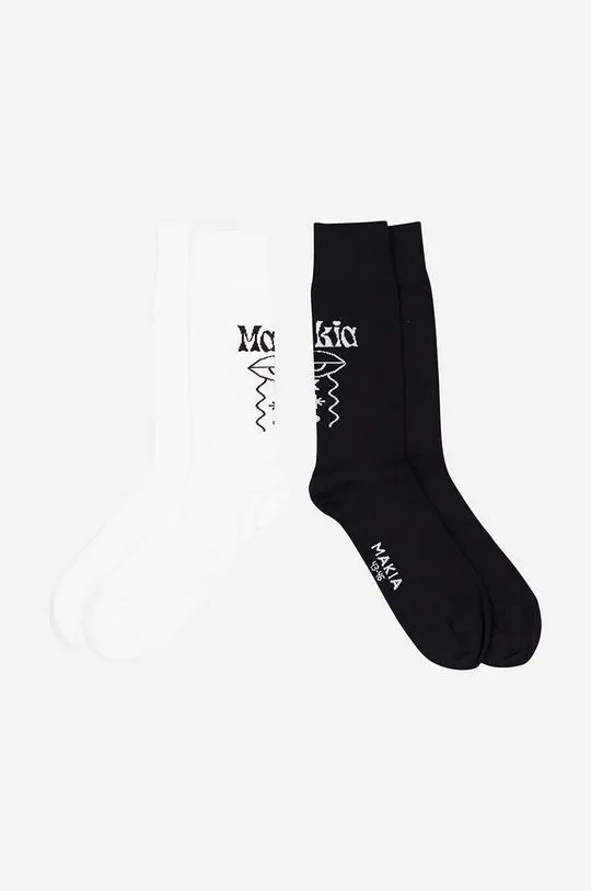 Makia socks Smiley women's black color Skarpety Makia Smiley two pack of socks U83007 000