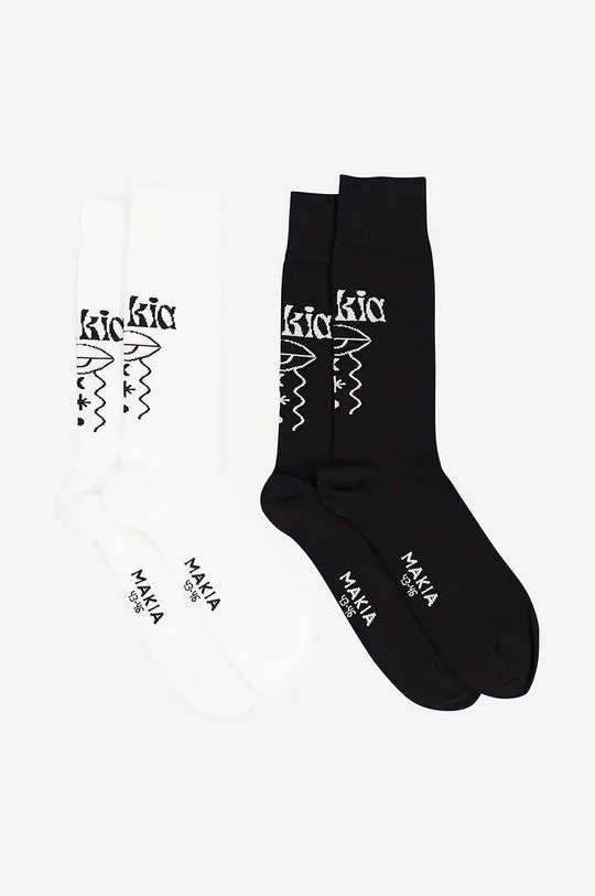 Makia socks Smiley women's black color Skarpety Makia Smiley two pack of socks U83007 000