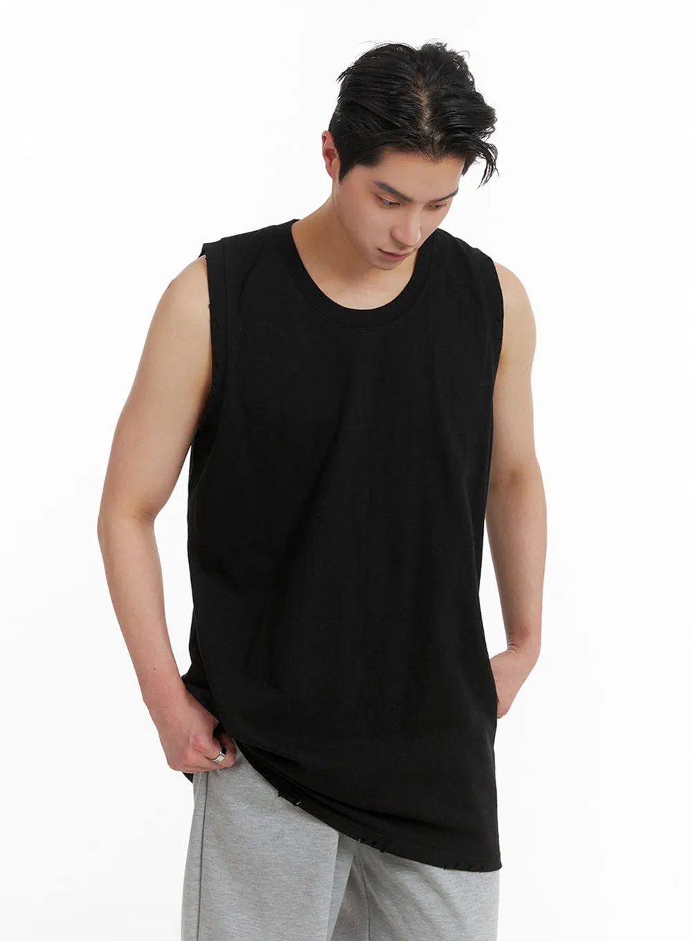 Men's Basic Cotton Sleeveless Tee IA401