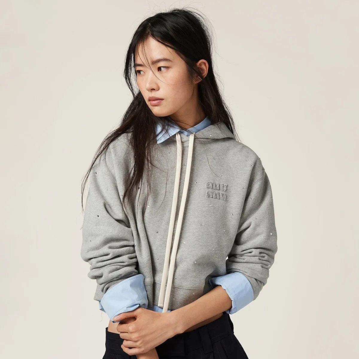 MiuMiu  |Unisex Blended Fabrics Street Style Long Sleeves Plain