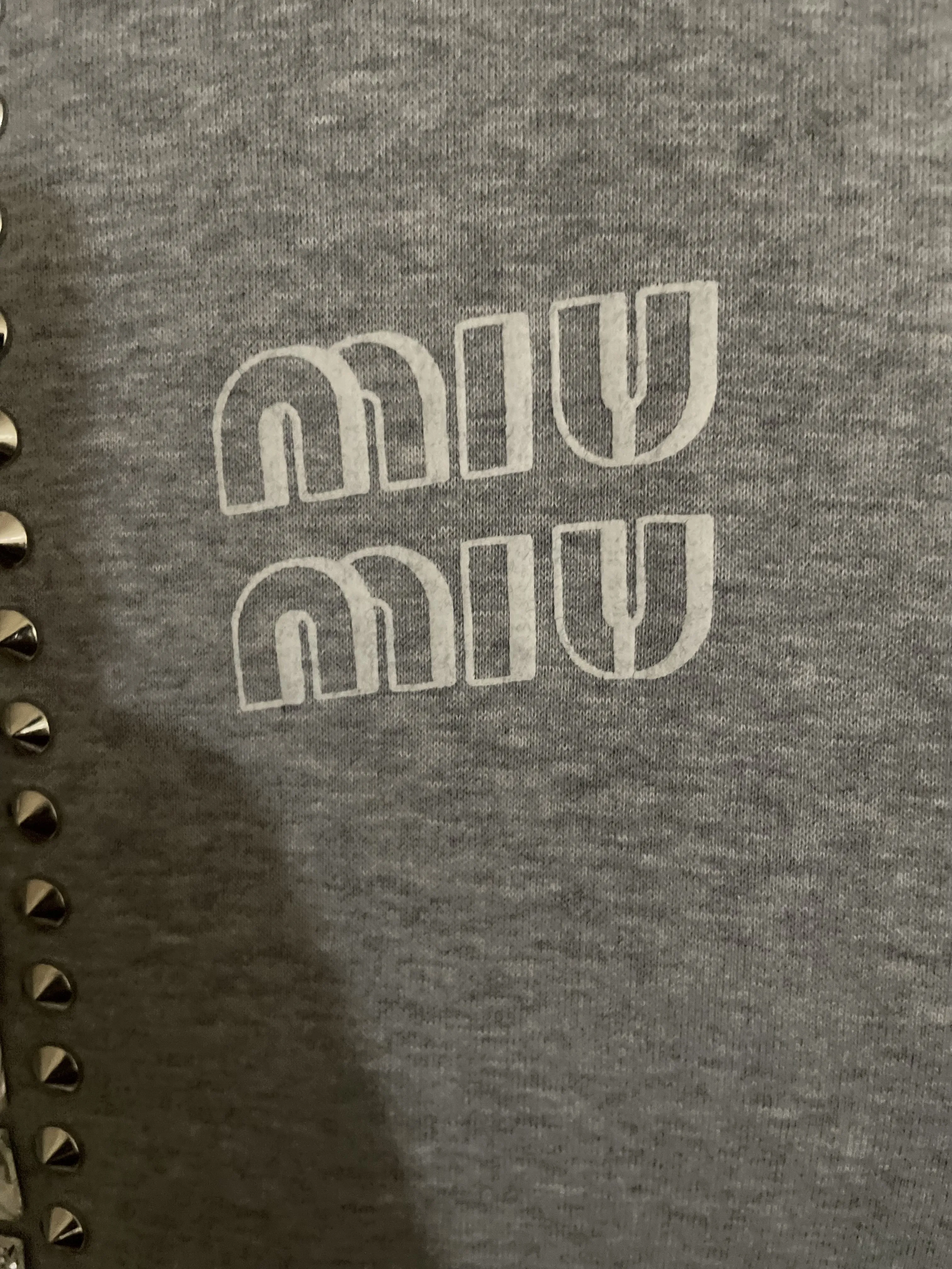 MiuMiu  |Unisex Sweat Blended Fabrics Studded Street Style