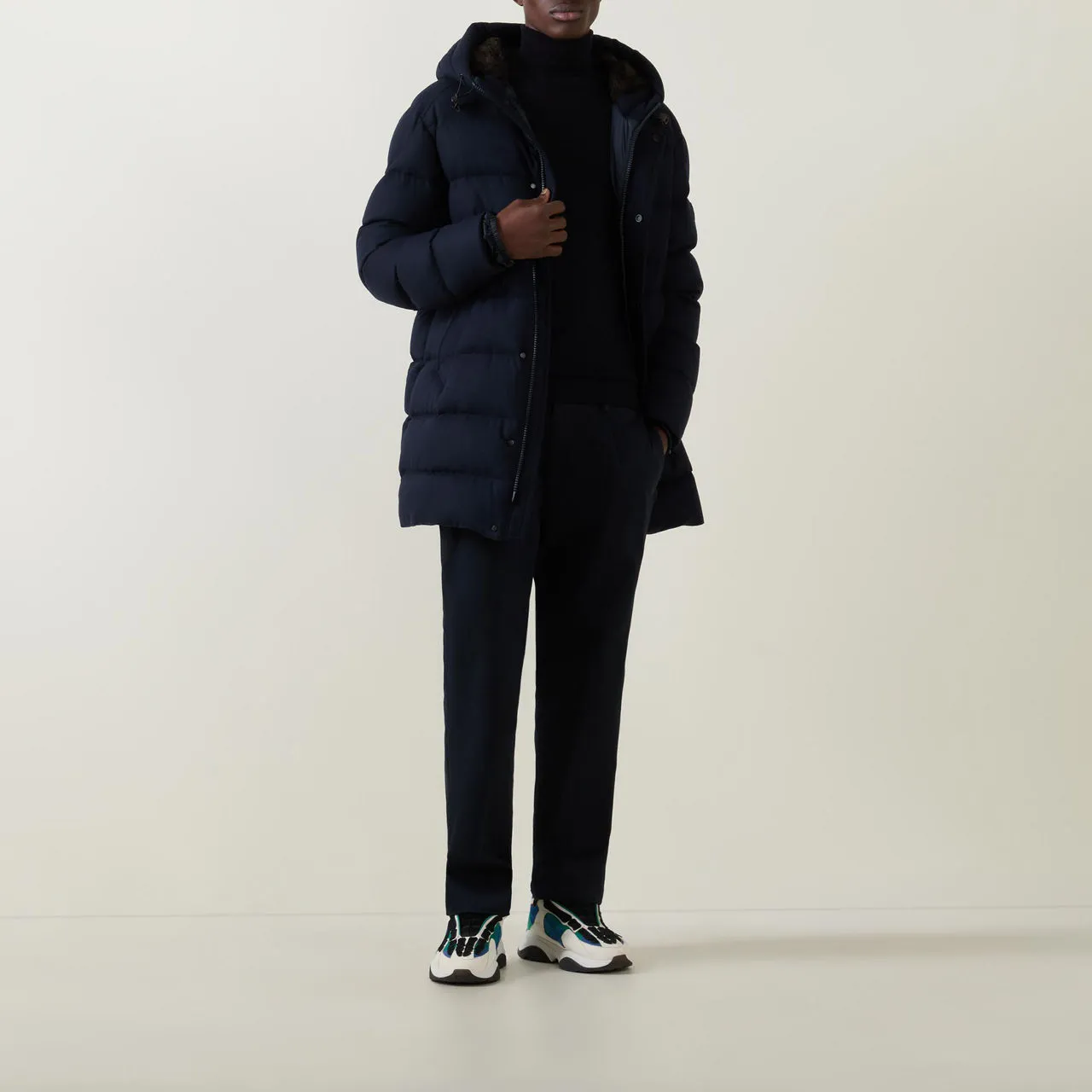 MONCLER Talamini Longline Down Jacket - Navy