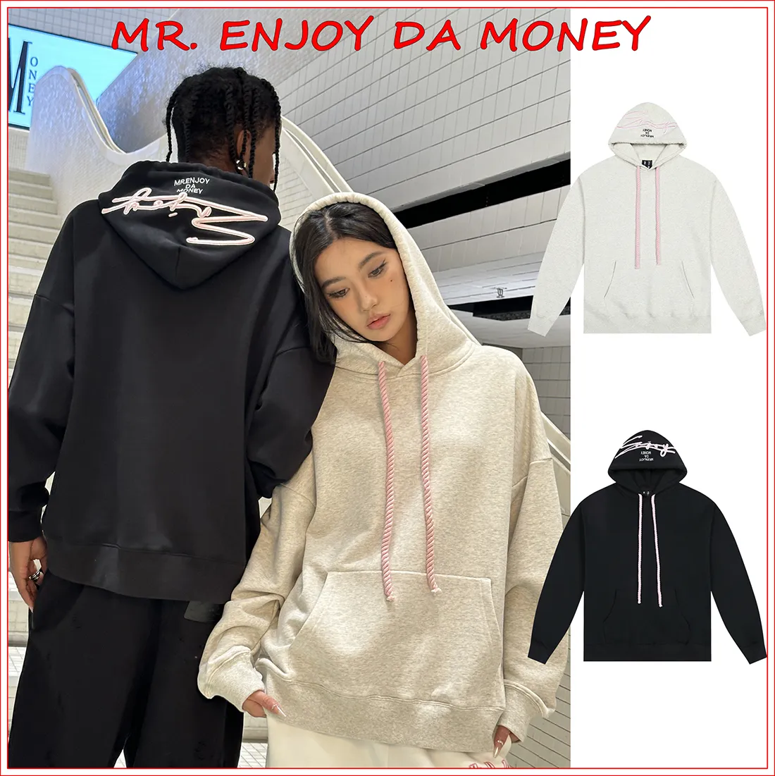 MR. ENJOY DA MONEY  |Unisex Blended Fabrics Street Style Long Sleeves Cotton