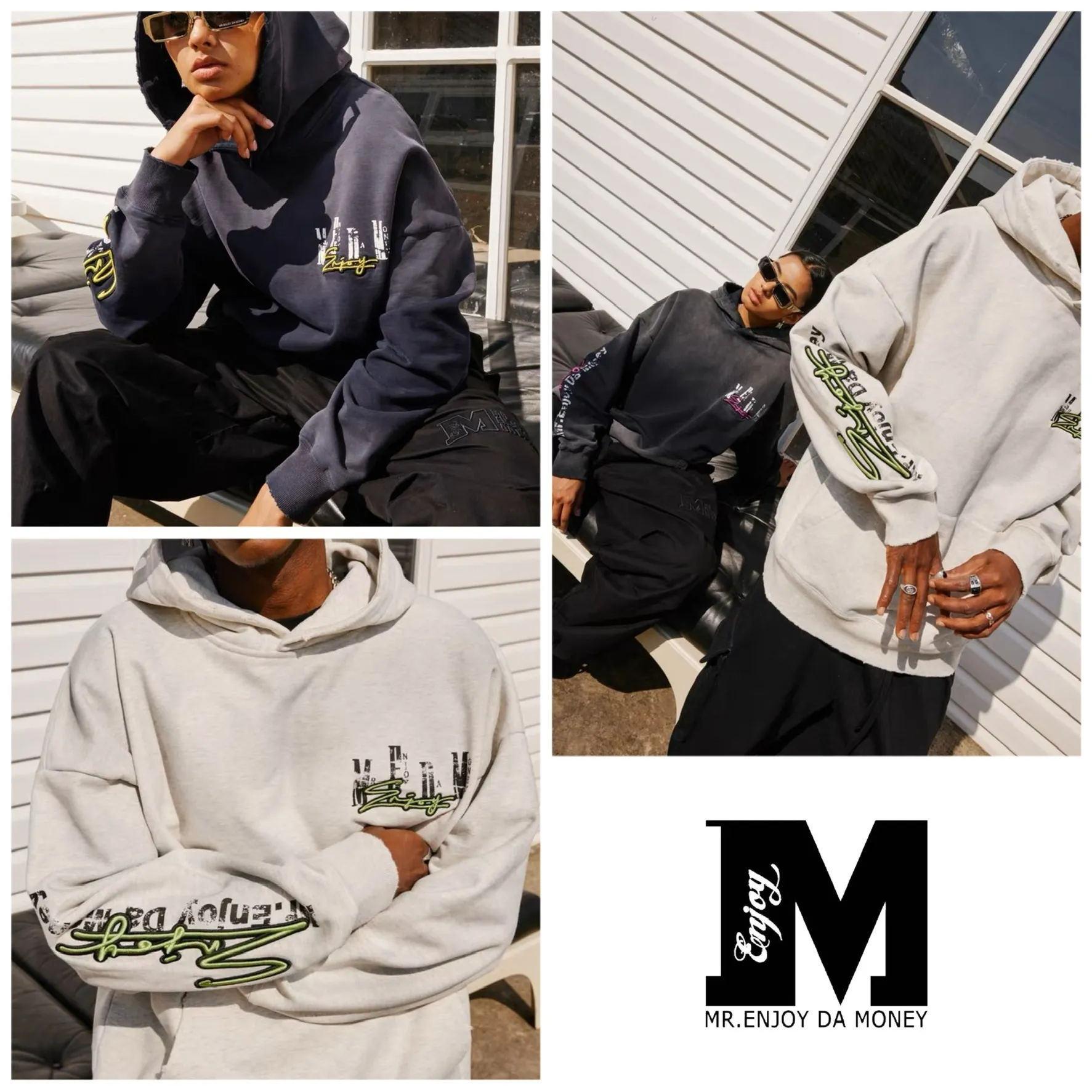 MR. ENJOY DA MONEY  |Unisex Street Style Long Sleeves Plain Oversized Logo