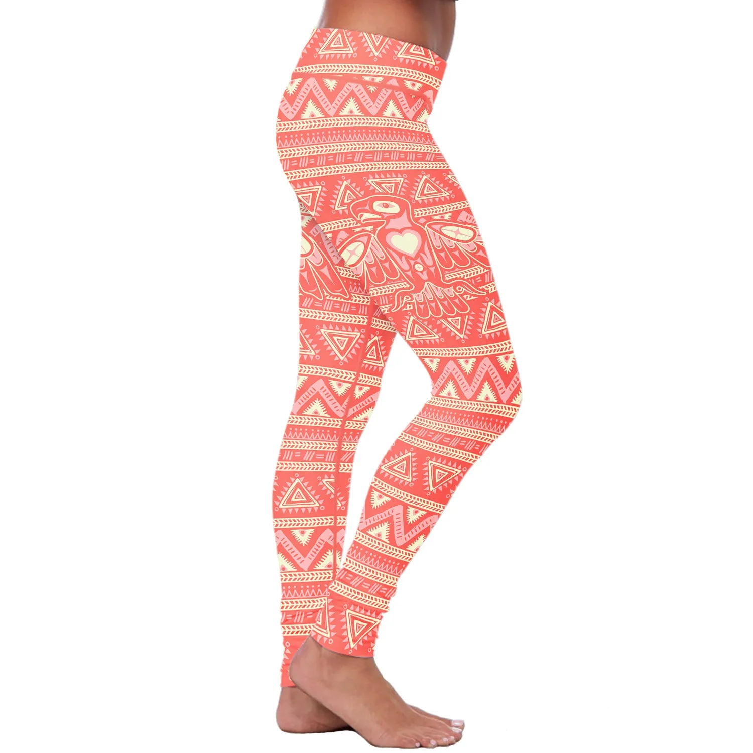 Native Bird Pattern Pink Leggings