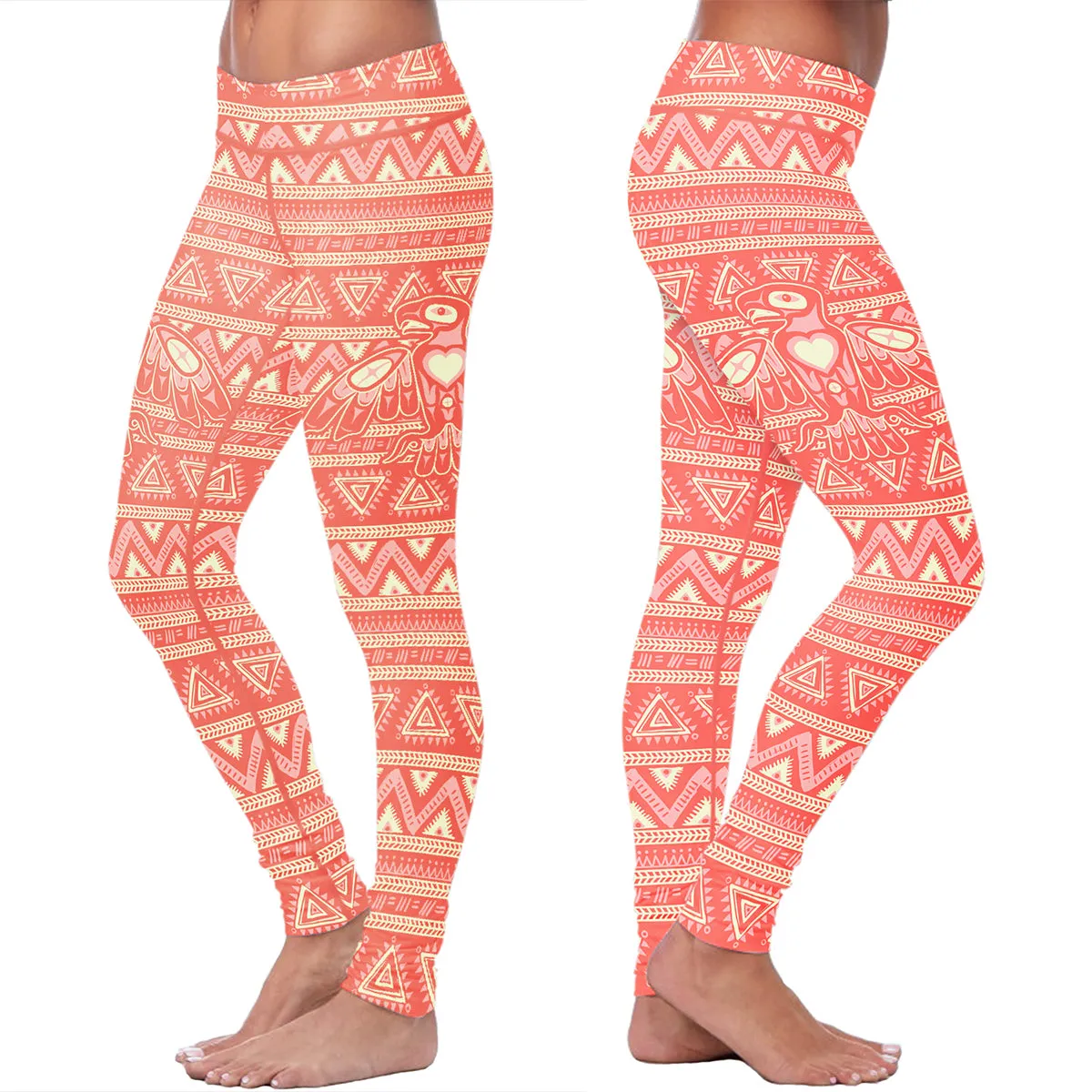 Native Bird Pattern Pink Leggings