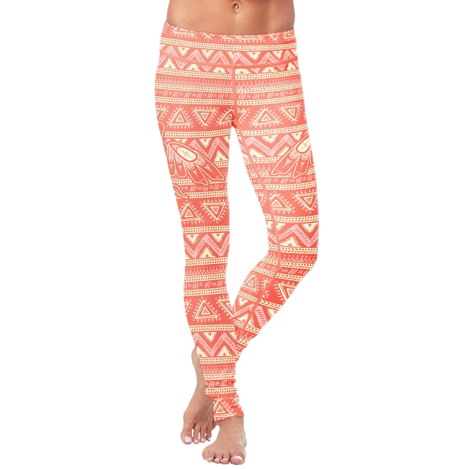 Native Bird Pattern Pink Leggings