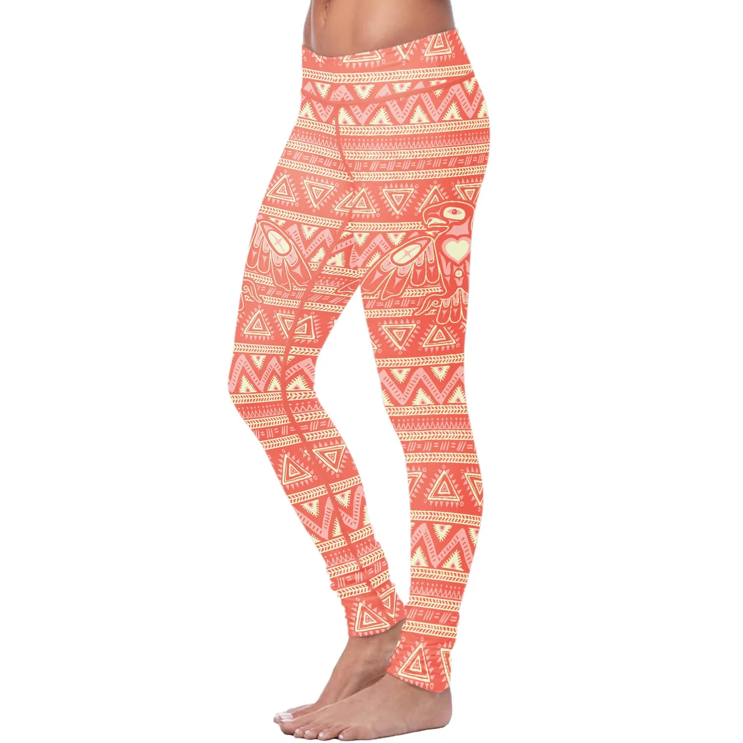 Native Bird Pattern Pink Leggings