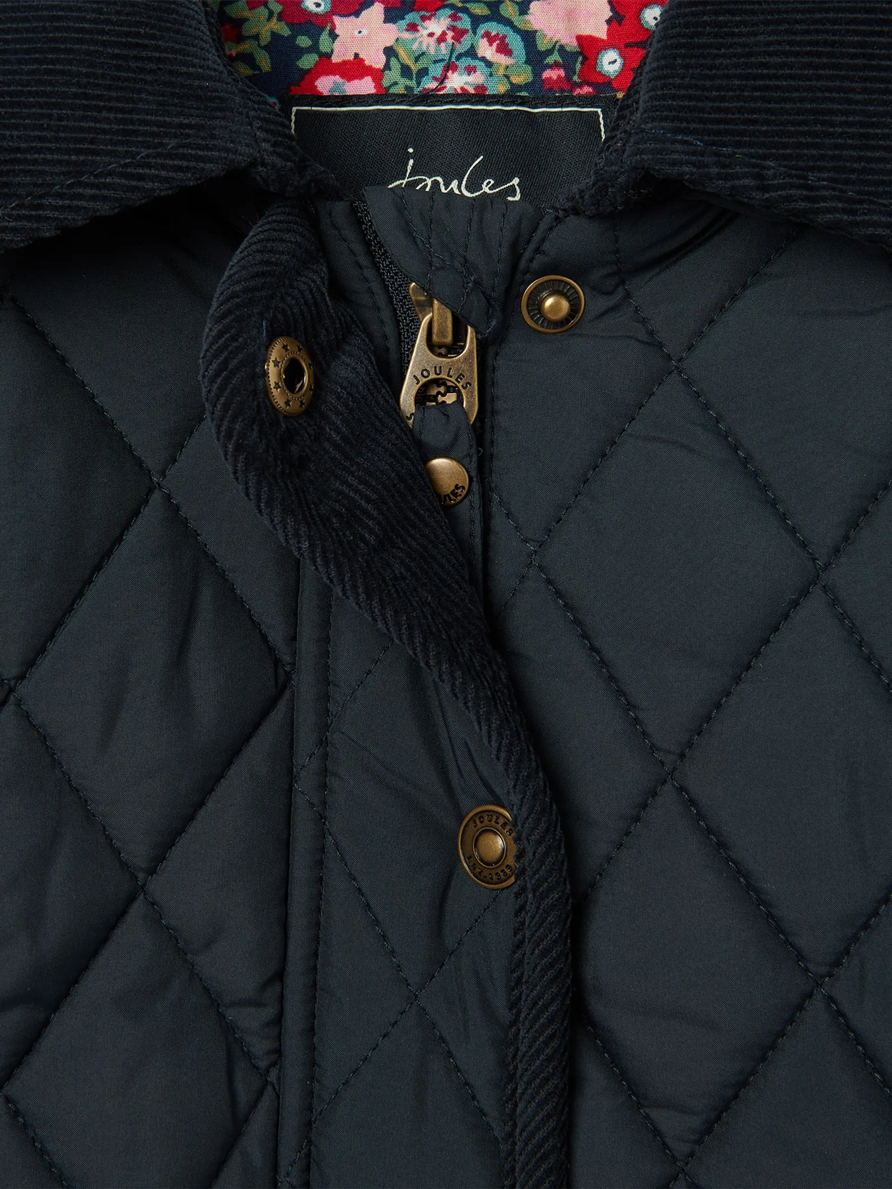 Navy Blue Diamond Quilted Coat With Hood