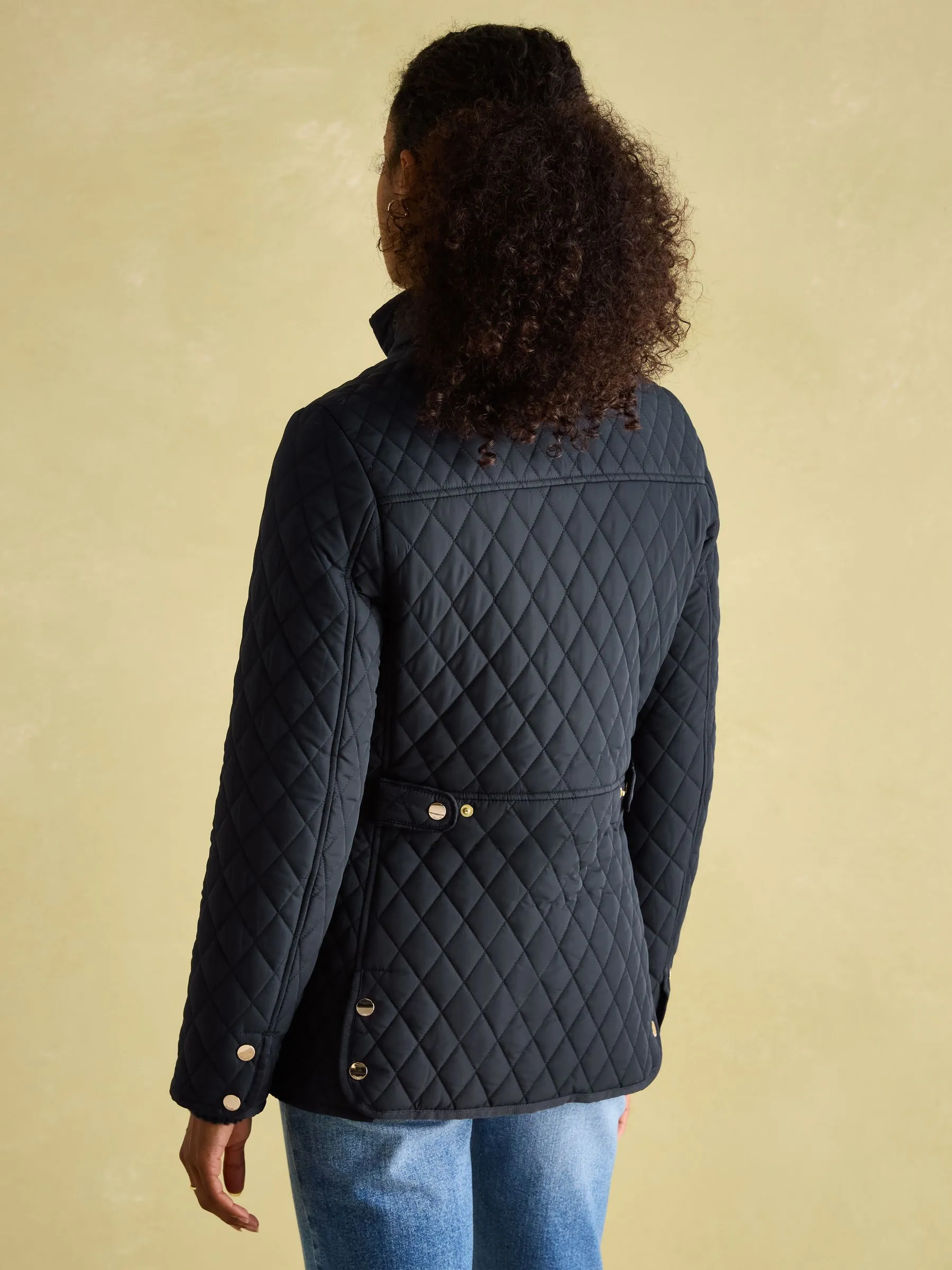 Navy Blue Showerproof Diamond Quilted Coat