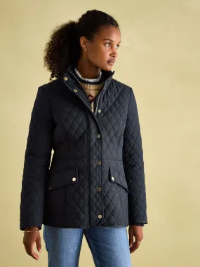 Navy Blue Showerproof Diamond Quilted Coat