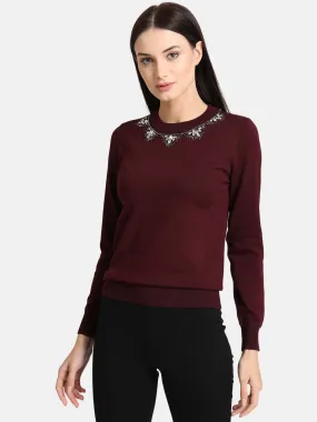 Neck Embellished Pullover