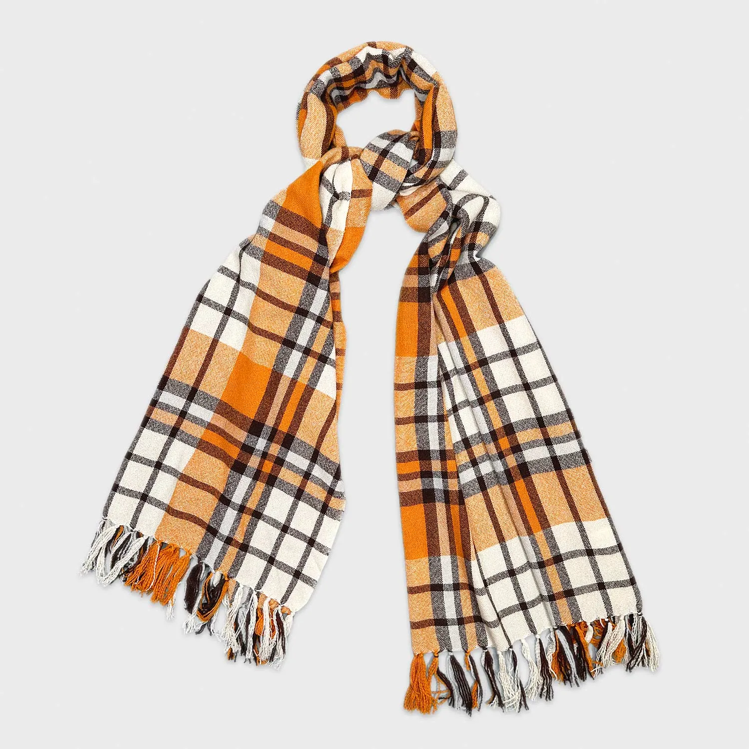 Orange Tartan Cashmere Scarf