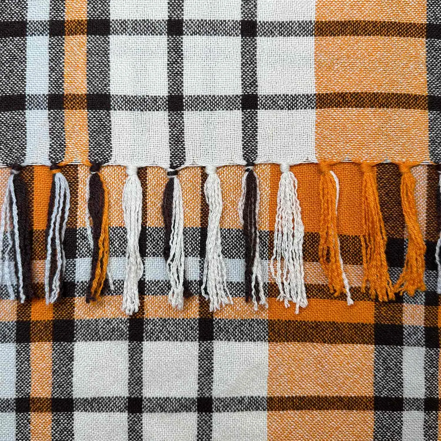 Orange Tartan Cashmere Scarf