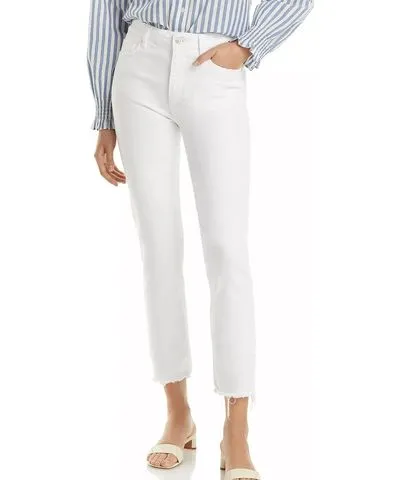 PAIGE Cindy Straight Ankle Jeans In White Noise