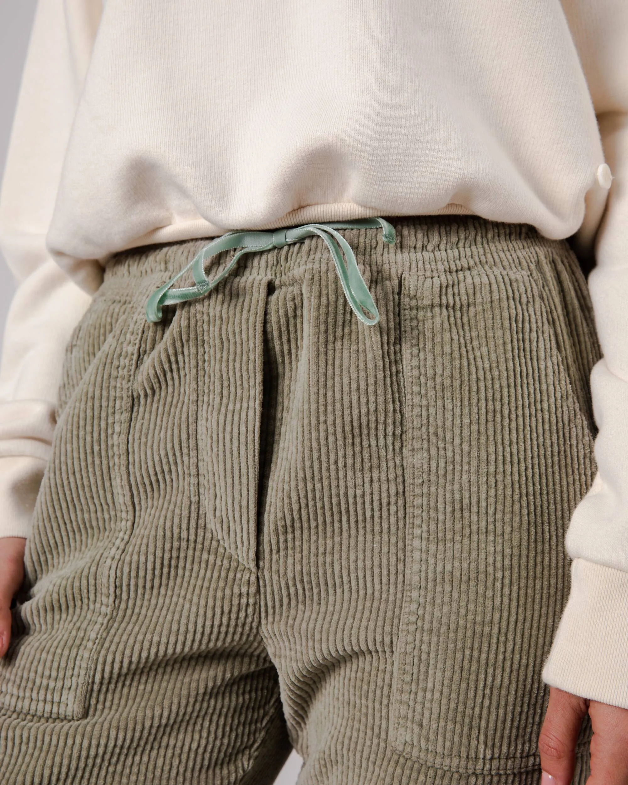 Patch Pocket Corduroy Pants Pale Green