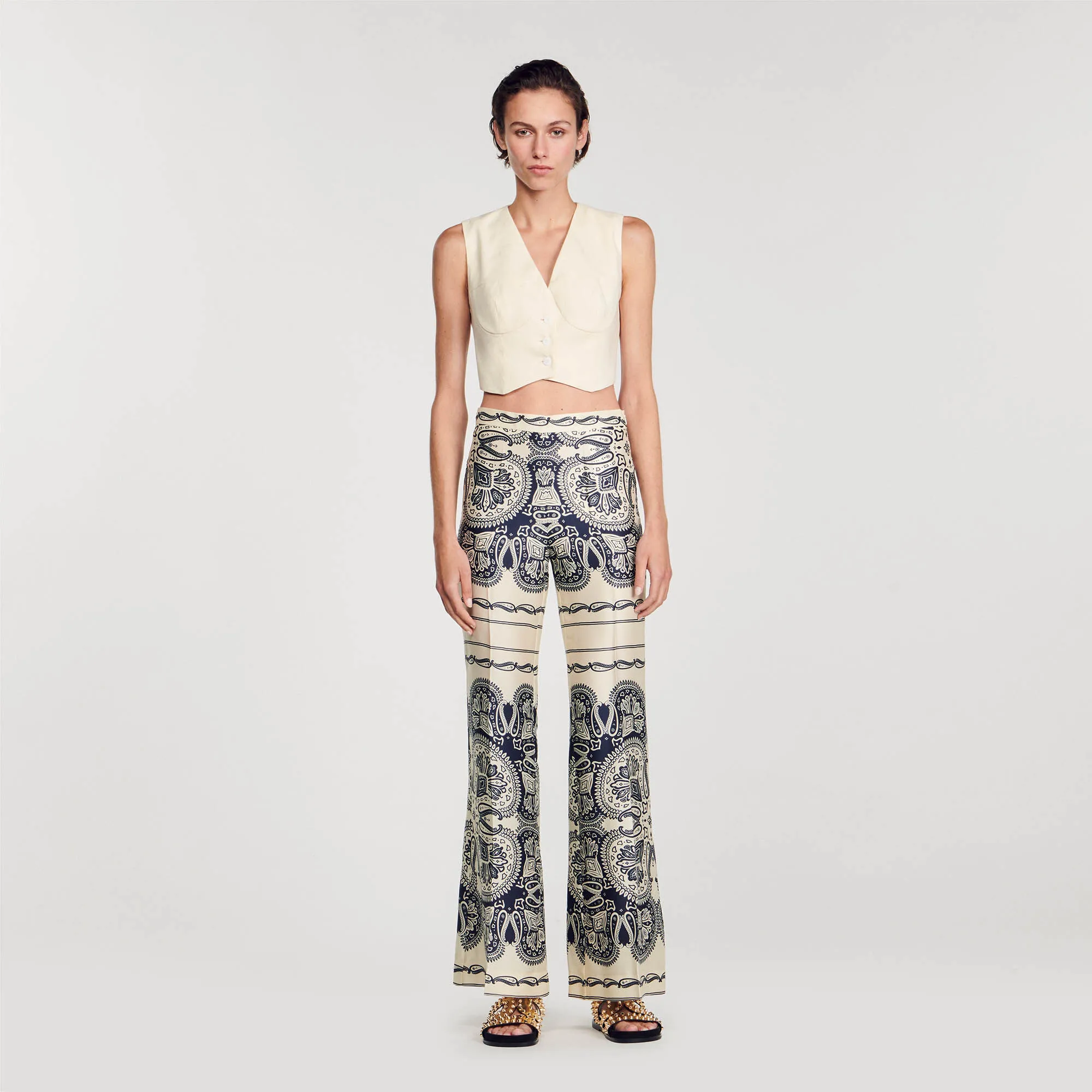 Patterned Floaty Trousers