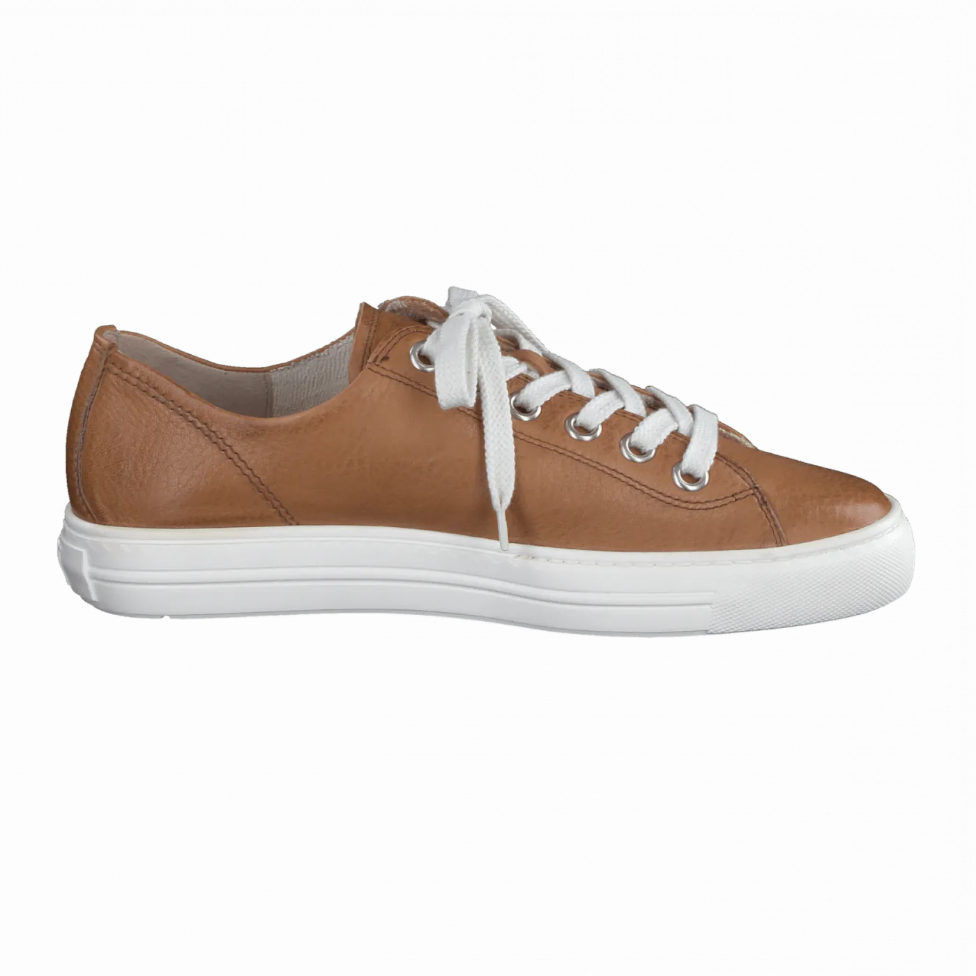 PAUL GREEN 5206  Tan leather trainer with zip detail