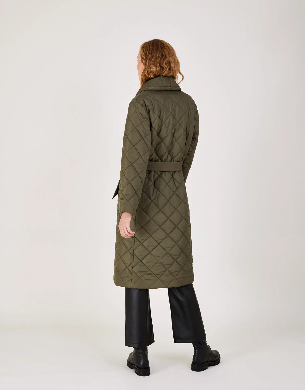 Penelope Belted Quilted Coat with Recycled Polyester Brown