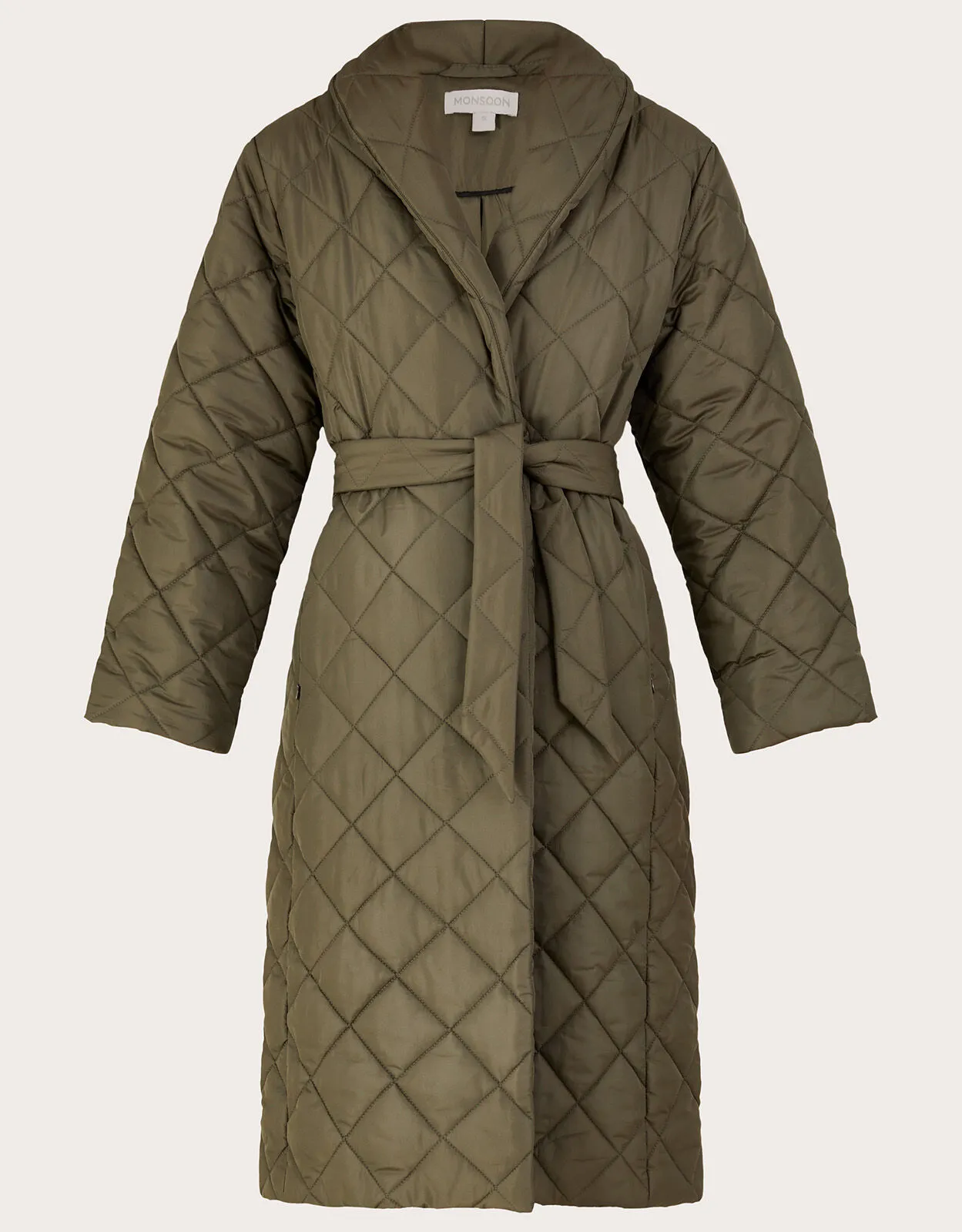 Penelope Belted Quilted Coat with Recycled Polyester Brown