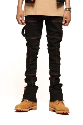 PHEELINGS DEFYING ODDS FLARE STACK DENIM (JET BLACK/ORANGE)