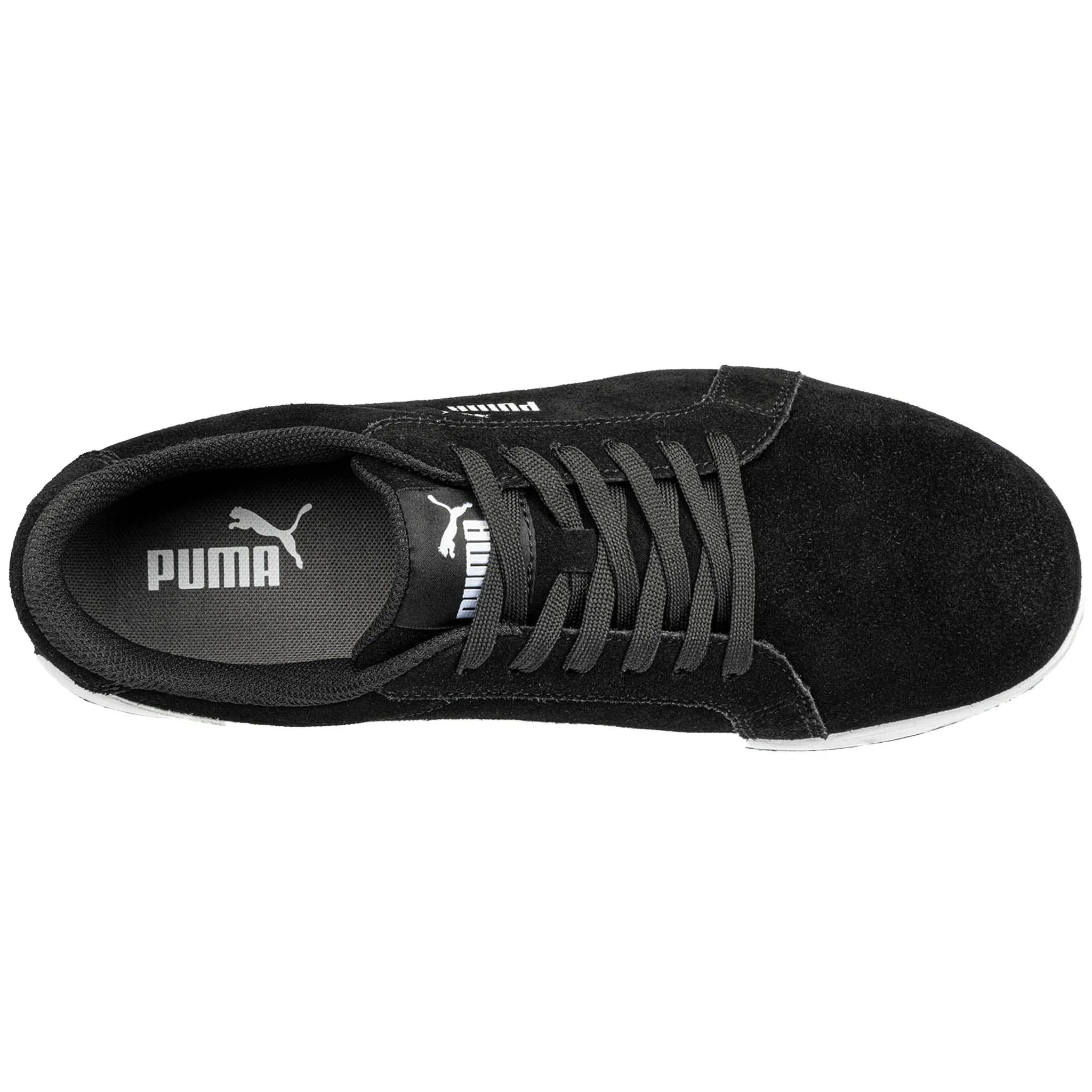 Puma Women's 640115 Icon Suede Low EH Black White Work Shoes