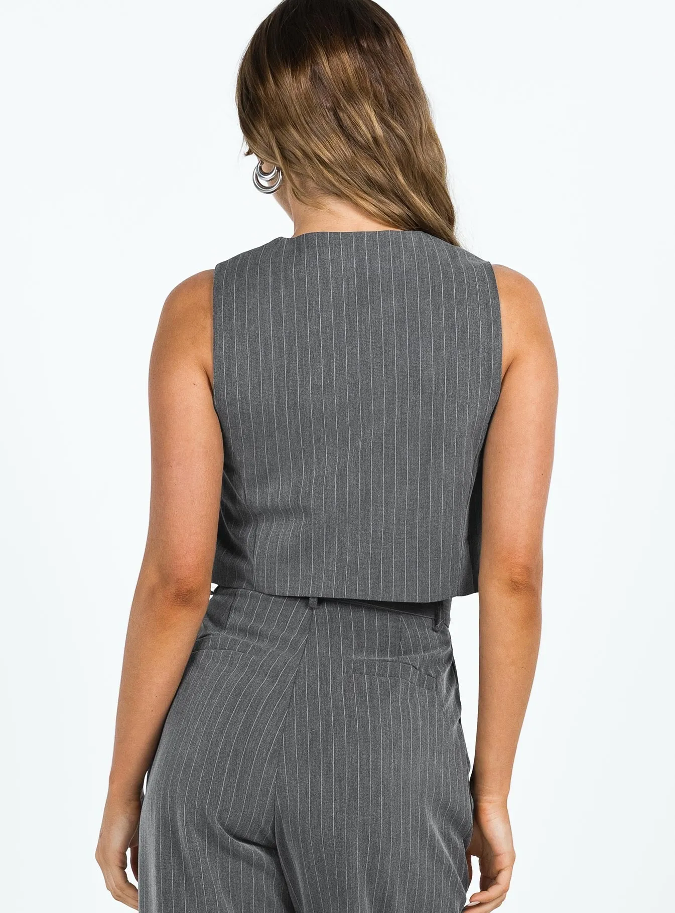 Purley Pinstripe Vest Grey